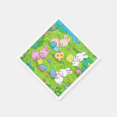 Cartoon Osterbrunnes und bunte Eier Serviette (Ecke)
