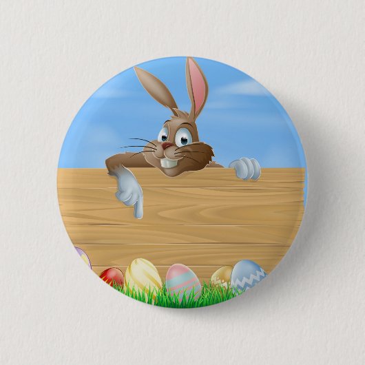 Cartoon-Osterhasenzeigen Button (Vorderseite)