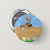 Cartoon-Osterhasenzeigen Button (Vorne & Hinten)