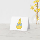 Cartoon Osterhühnchen mit Blue Bow BLANK Karte (Gelbe Blume)