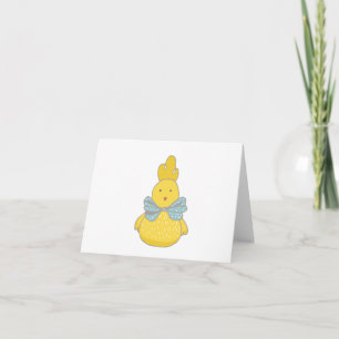 Cartoon Osterhühnchen mit Blue Bow BLANK Karte
