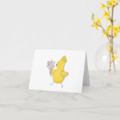Cartoon Osterhühnchen mit Blume BLANK Karte (Gelbe Blume)