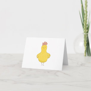 Cartoon Osterhühnchen mit Blume BLANK Karte