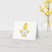 Cartoon Osterhühnchen mit OsterShirt BLANK Karte (Gelbe Blume)
