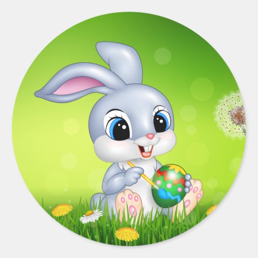Cartoon Osterkaninchen Runder Aufkleber (Vorderseite)