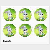 Cartoon Osterkaninchen Runder Aufkleber (Blatt)