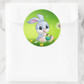 Cartoon Osterkaninchen Runder Aufkleber (Tasche)