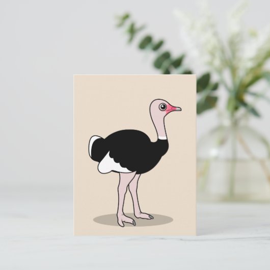 Cartoon Ostrich Postkarte (Stehend Vorderseite)