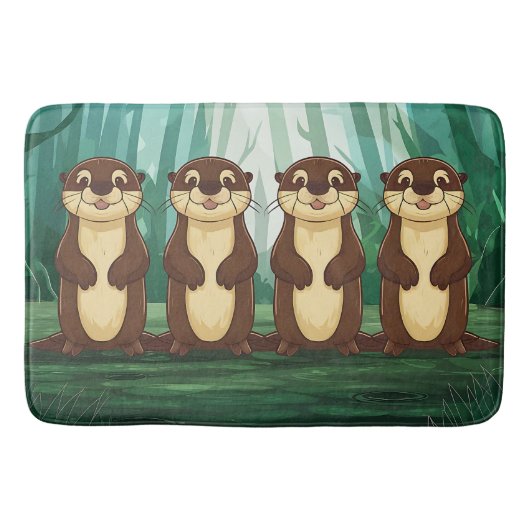 Cartoon Otters Badematte (Vorderseite)
