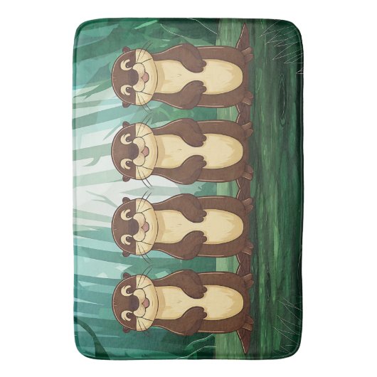 Cartoon Otters Badematte (Vorderseite Vertikal)