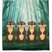 Cartoon Otters Duschvorhang (Vorderseite)