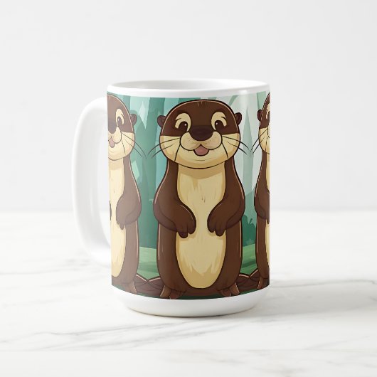 Cartoon Otters Kaffeetasse (Vorderseite Links)