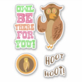 Cartoon Owl Character Fun und Redewendungen Aufkleber (Vorderseite)