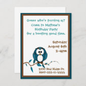 Cartoon Owl Geburtstag Einladung (Vorne/Hinten)