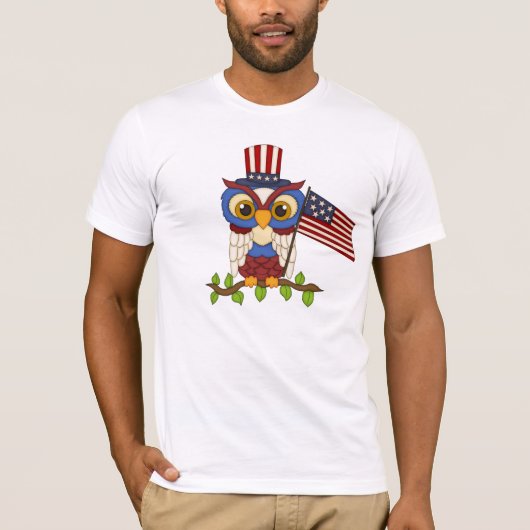 Cartoon Owl Patriotic mens T - Shirt (Vorderseite)
