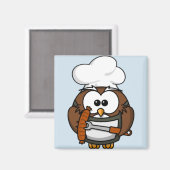 Cartoon Owl Summer Barbecue Blue Magnet (Vorderseite/Rückseite)
