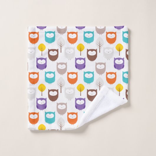 Cartoon Owls Badhandtuch Set (Waschlappen)