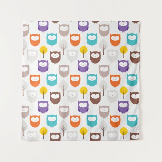 Cartoon Owls Wandteppich (Vorderseite)