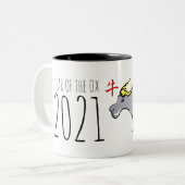 Cartoon Ox Chinesisches Neujahr 2021 2Tmug Zweifarbige Tasse (Vorderseite Links)