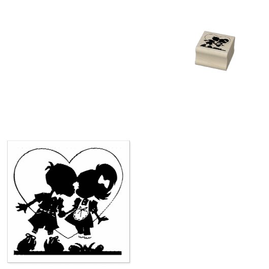 Cartoon Paar in Liebe mit Herz Gummistempel (Stempel)