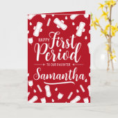 Cartoon Pads Red Script Daughter Erster Zeitraum Karte (Gelbe Blume)