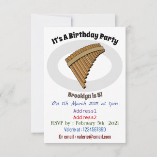 Cartoon Pan Flam / PanPipes Einladung