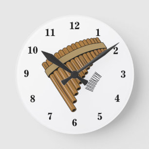 Cartoon Pan Flam / PanPipes Runde Wanduhr