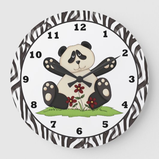 Cartoon-Panda-Bärnuhr Große Wanduhr (Vorderseite)