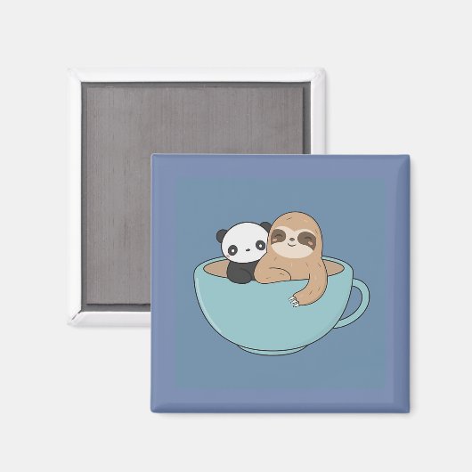 Cartoon Panda Bear und Sloth Magnet (Vorderseite/Rückseite)