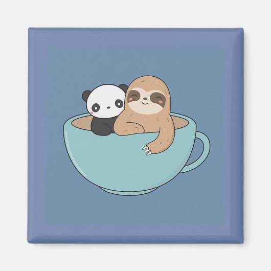 Cartoon Panda Bear und Sloth Magnet (Vorne)