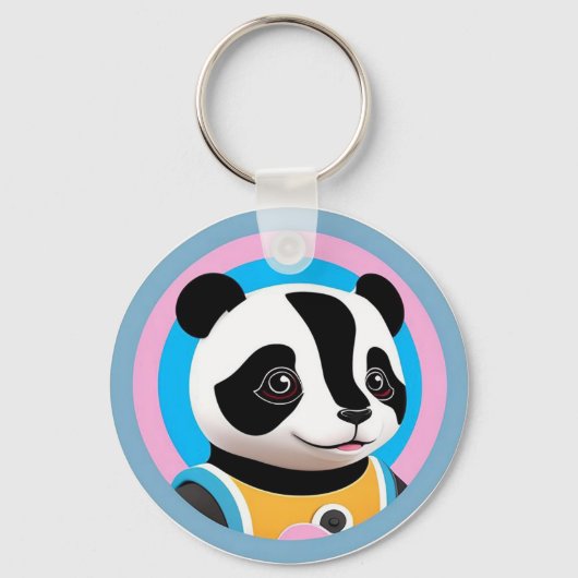 Cartoon Panda - farbenfrohe Illustration Schlüsselanhänger (Vorderseite)