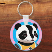 Cartoon Panda - farbenfrohe Illustration Schlüsselanhänger (Rückseite)