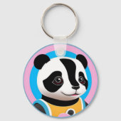 Cartoon Panda - farbenfrohe Illustration Schlüsselanhänger (Rückseite)