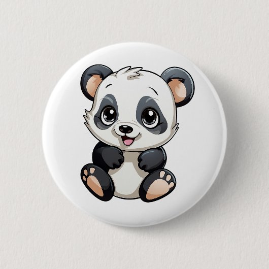 Cartoon Panda Illustration Button (Vorderseite)