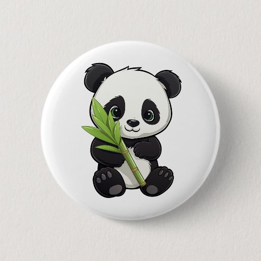 Cartoon Panda Illustration Button (Vorderseite)