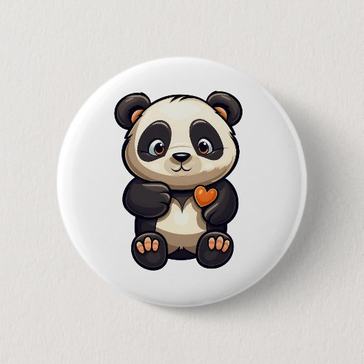 Cartoon Panda Illustration Button (Vorderseite)
