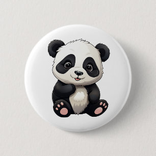 Cartoon Panda Illustration Button