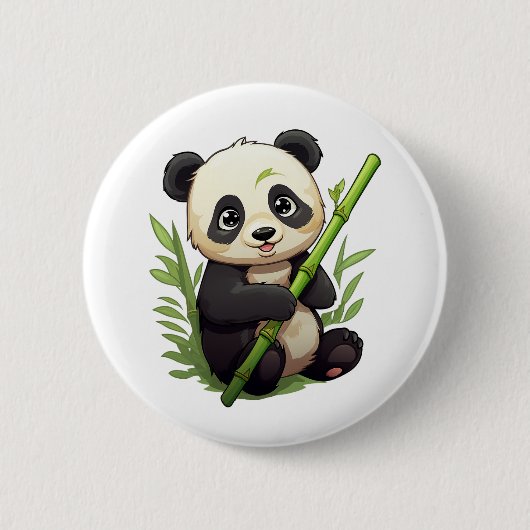 Cartoon Panda Illustration Button (Vorderseite)