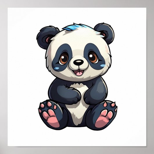 Cartoon Panda Illustration Poster (Vorne)