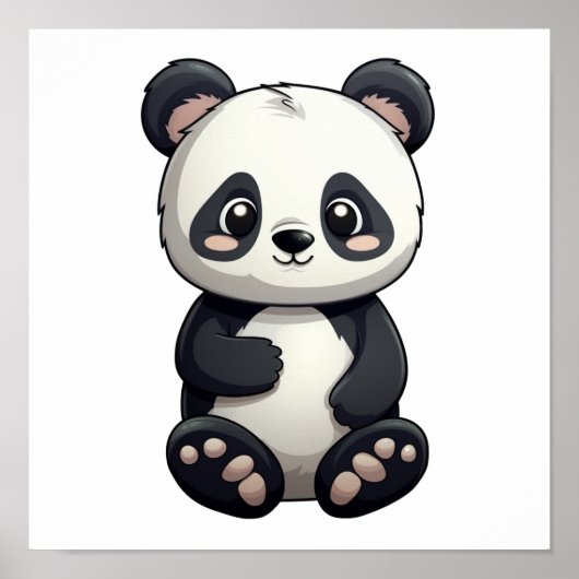 Cartoon Panda Illustration Poster (Vorne)