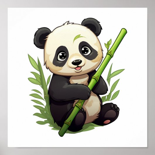 Cartoon Panda Illustration Poster (Vorne)