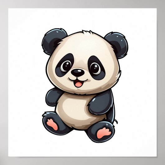 Cartoon Panda Illustration Poster (Vorne)