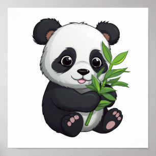 Cartoon Panda Illustration Poster