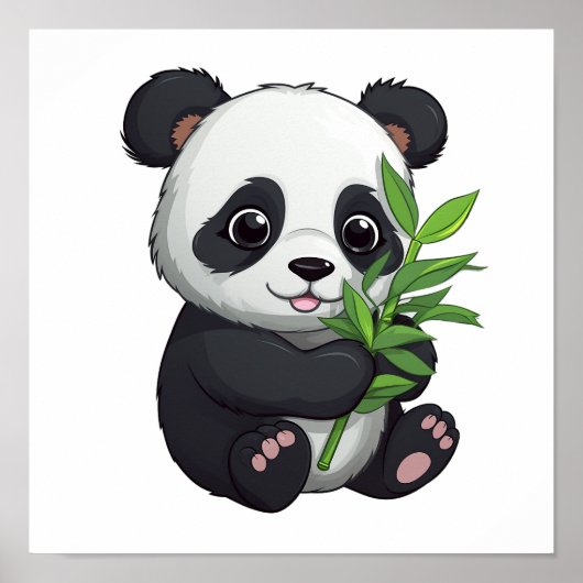 Cartoon Panda Illustration Poster (Vorne)