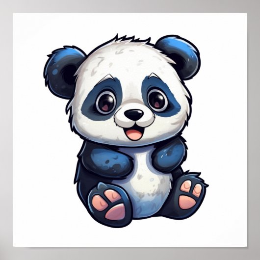 Cartoon Panda Illustration Poster (Vorne)