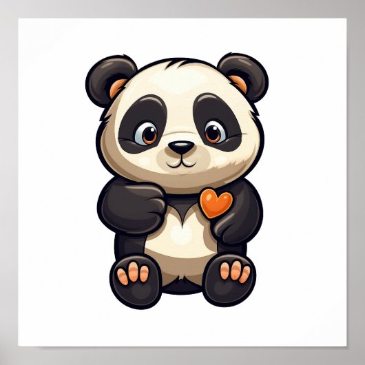 Cartoon Panda Illustration Poster (Vorne)