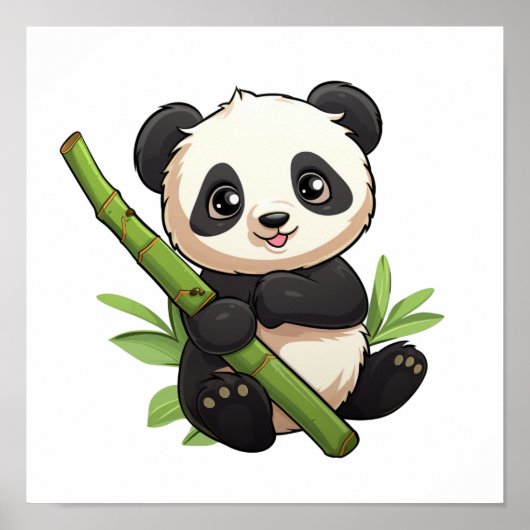 Cartoon Panda Illustration Poster (Vorne)