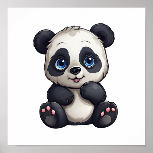 Cartoon Panda Illustration Poster (Vorne)