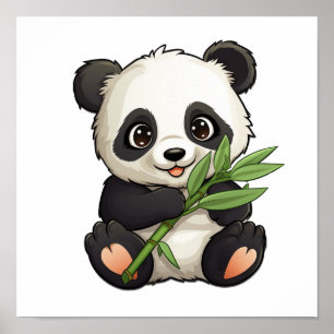 Cartoon Panda Illustration Poster