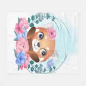 Cartoon Panda | Niedlich Little Red Panda Fleecedecke (Vorderseite (Horizontal))